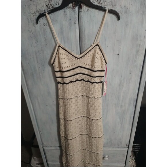 Wild & Free Crotcher Sleeveless Maxi Dress Cream Small Boho Cottage Core Feminin - Picture 3 of 12